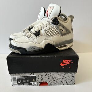 Nike Air Jordan 4 Retro OG White Cement Summit Fire Red 5.5Y IB4171-100 w/ BOX